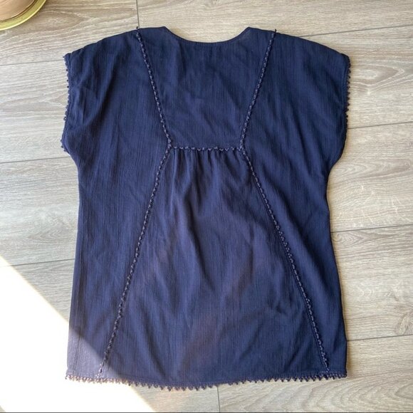 J. Crew Pom Pom Navy Beach Cover  Up Tunic Top - Picture 11 of 14